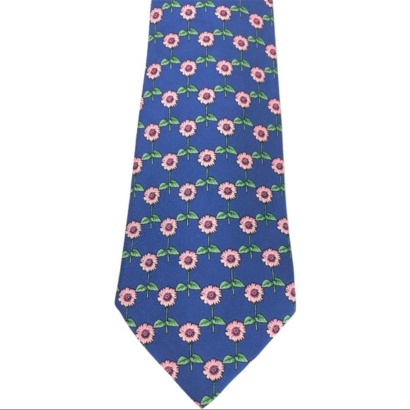 Thomas PINK Men's Neck Tie Blue with Pink Flowers 100% Silk made in Engl… - Picture 3 of 12